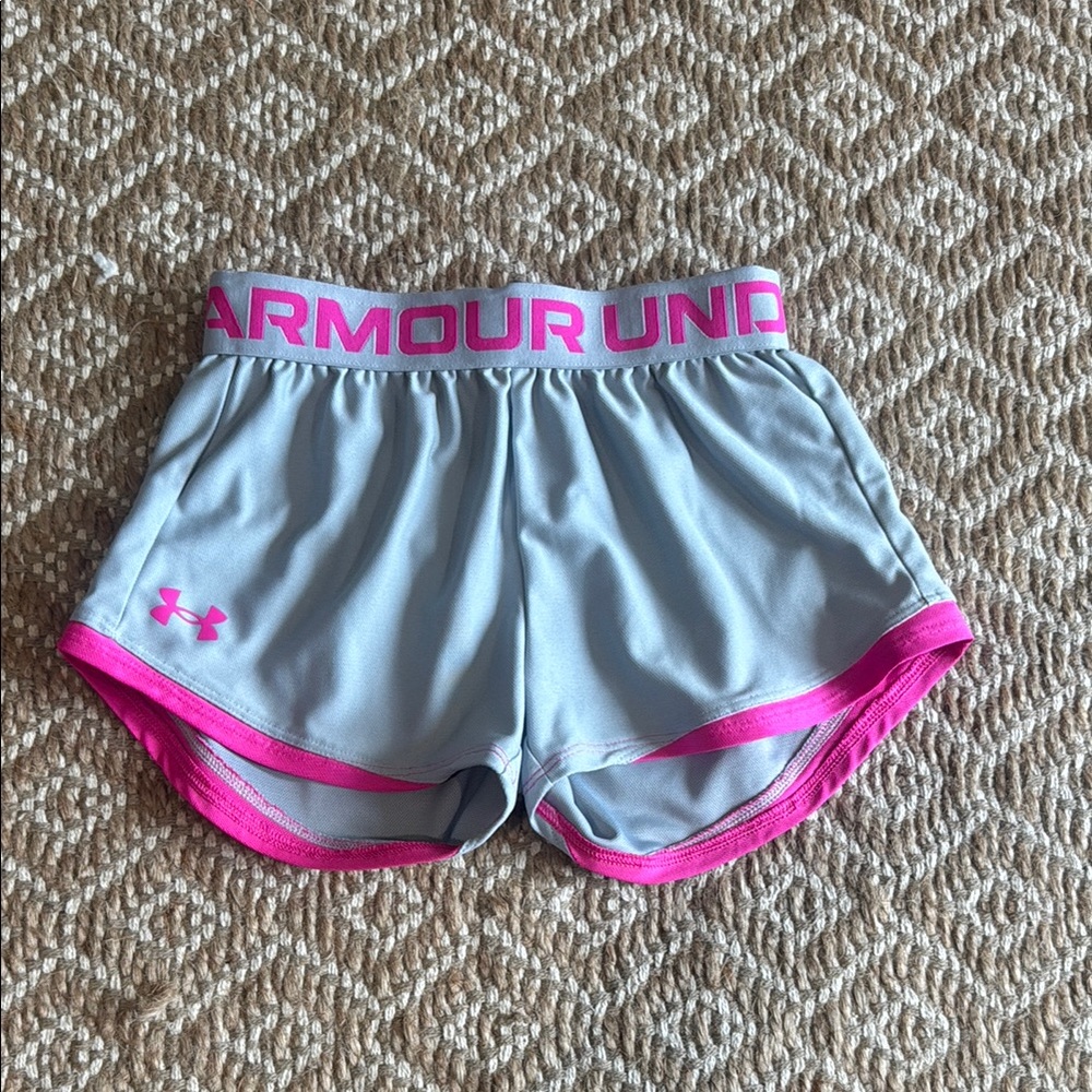 Under Armour Gray and Pink Athletic Shorts    Girls Size - YS (Youth Small)